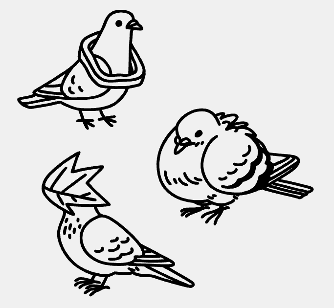 Jen_Tuyet's tweet photo. Some dumb little pigeon flash designs https://t.co/qoUZnzmClK