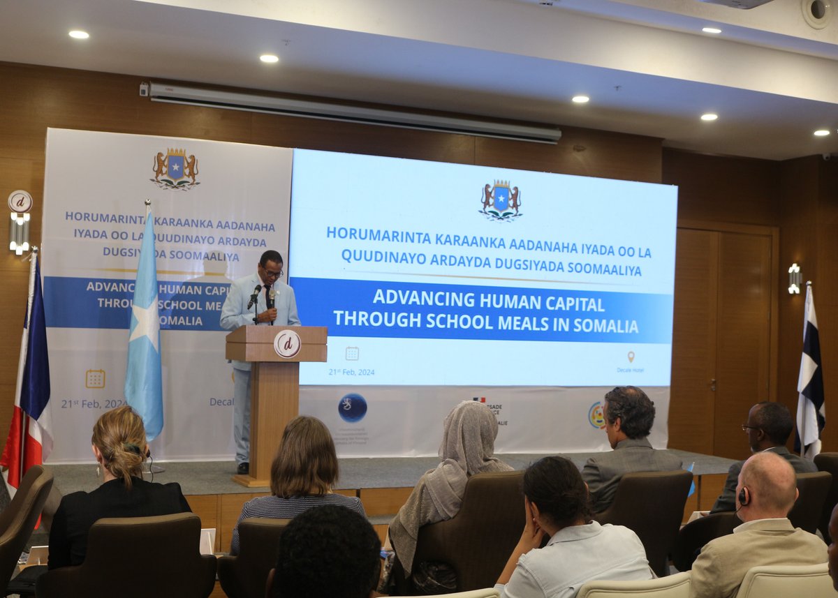 Congrats to @moechesomalia, @FranceinSomalia & @FinlandinSom on a successful event to advance human capital development through #schoolmeals in #Somalia. Clear commitment from government, development & private sector partners to restore meals & strengthen the national programme.