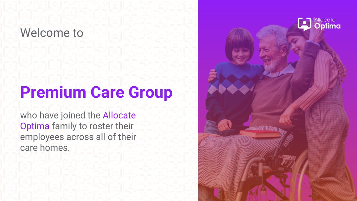 Premium Care Group have selected #AllocateOptima to support the rostering of their employees to help make their rostering easier whilst streamlining the process, achieving cost efficiencies but also to improve the work-life balance for their employees.