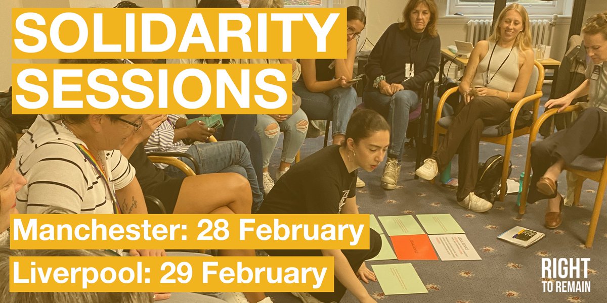 Join us in Manchester and Liverpool next week! For refugee and migrant solidarity and support groups and organisations. Come along and get involved: learning, information-sharing and networking. Details and booking: righttoremain.org.uk
