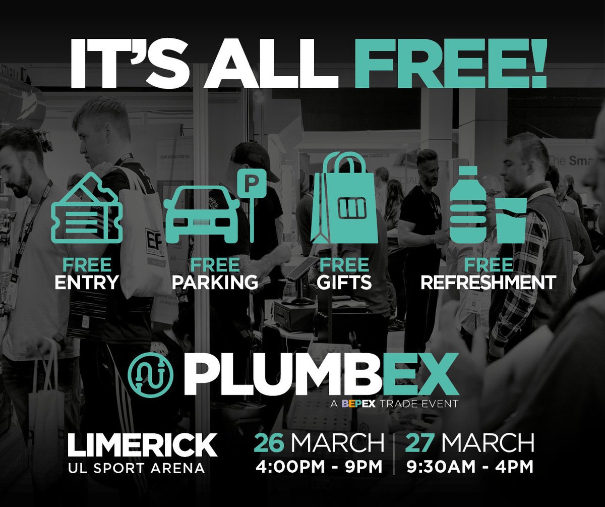 As well as free entry, PLUMBEX Limerick has free parking, refreshments and gifts to kick off your trade show visit! Plus, EXCLUSIVE deals so you can upgrade your toolbox guilt free! 🛠 Register online to beat the queues – bit.ly/3NNYSOA #PLUMBEX2024 #plumbing #trade