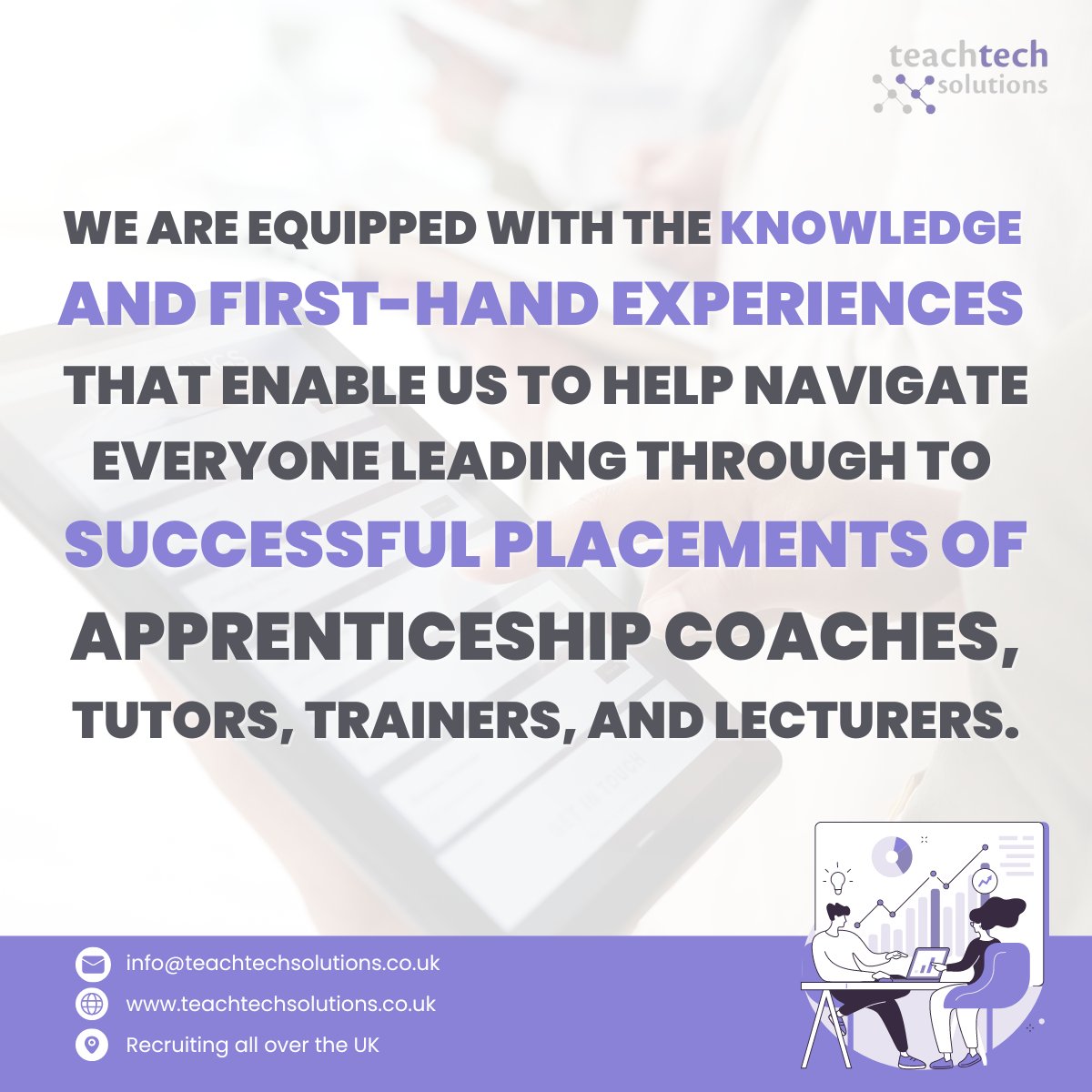 With expertise and first hand insights, we're here to guide you towards successful placements for apprenticeship coaches, tutors, trainers, and lecturers 👩‍💻

Get in touch - info@teachtechsolutions.co.uk 📧

#recruiters #apprenticeshiproles #coachingjourney #recruitmentindustry