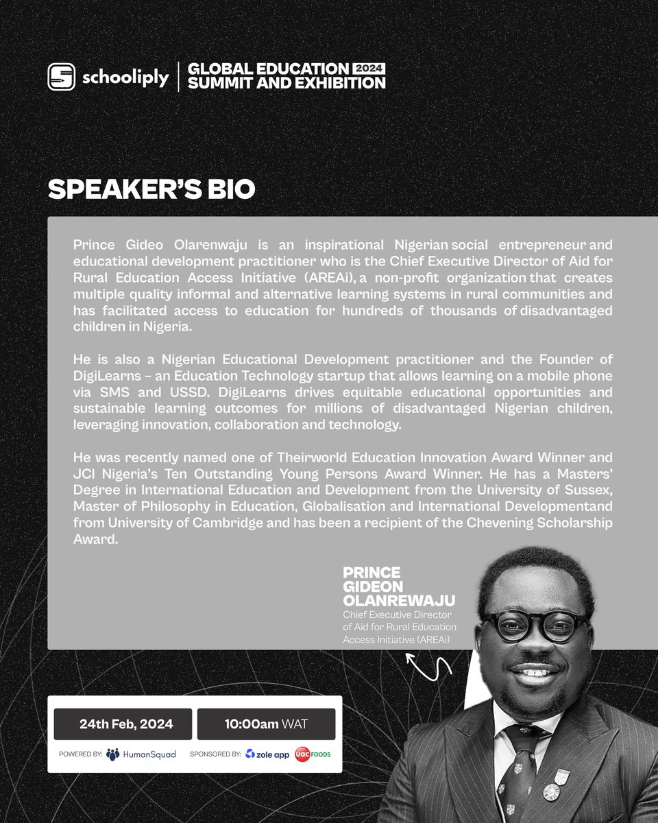 Get ready to engage with @lanreshaper, an industry expert on educational development. Get ready to gain valuable insights and inspiration directly from during the GESE summit. Save the date!