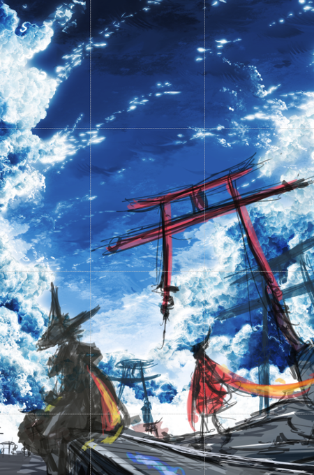 「cloudy sky torii」 illustration images(Latest)