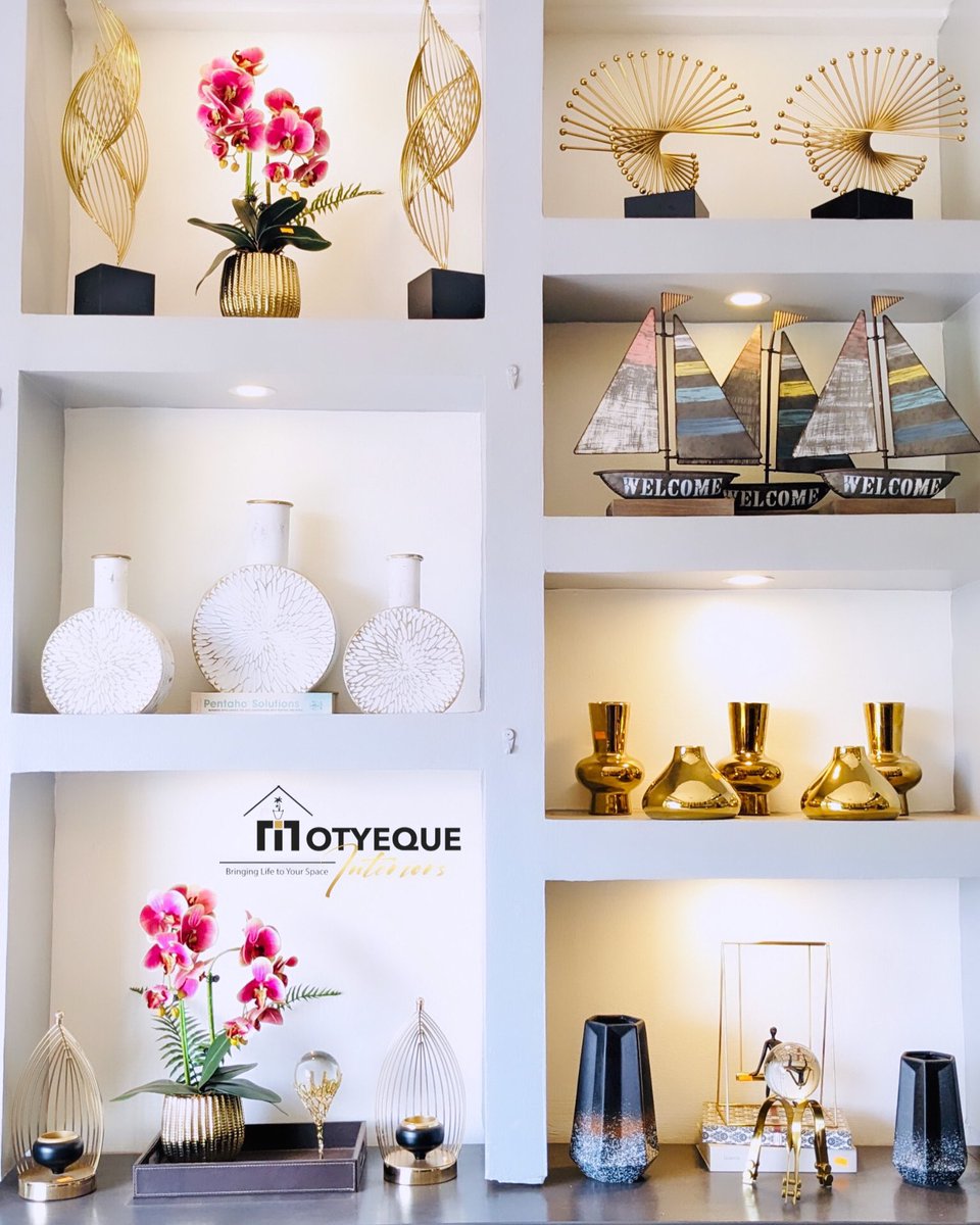 Effortless way to style up your home or shop shelves, all pieces available for delivery, kindly Call/Whatsapp us on 0707000295 for any inquiries.

#shelvessetup #interiordecoitems #homedeco #shopsetups #decoaccesories