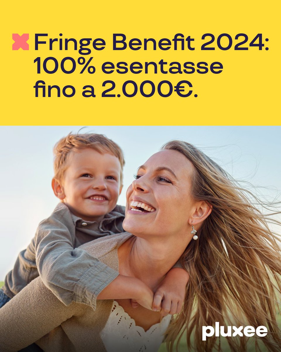 Pluxee_IT's tweet photo. Nuove soglie di esenzione sui #FringeBenefit: nel 2024 sono 100% esentasse fino a 2.000€ per dipendenti con figli a carico e fino a 1.000€ per dipendenti senza figli a carico. 
Leggi di più sul blog ➡️ https://t.co/CnIXVIXLwR​

#PluxeeItalia #UnMondoDiOpportunità https://t.co/y92nKYTpTP