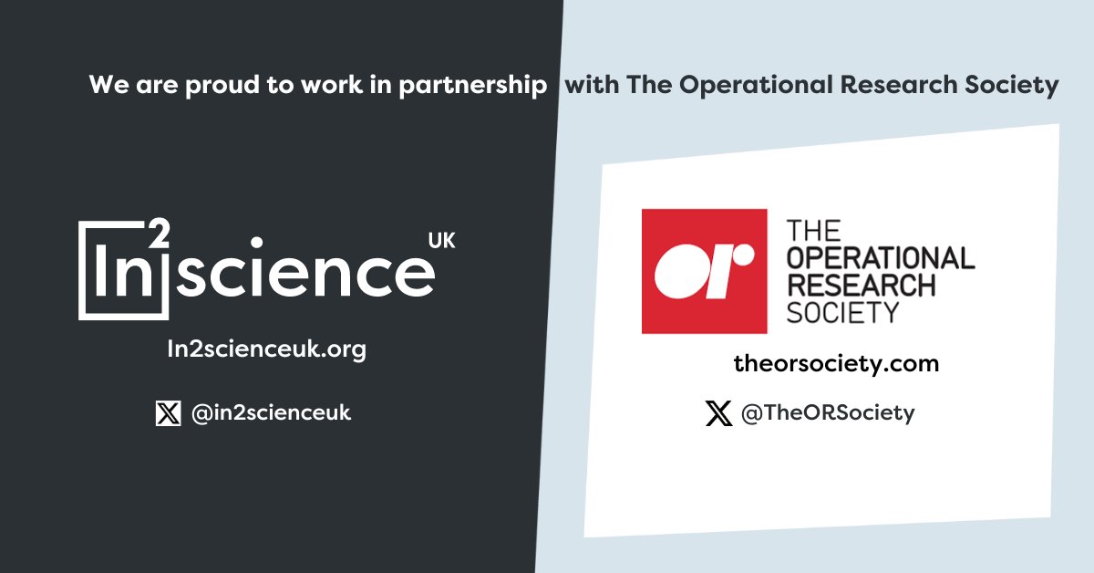 in2scienceUK's tweet photo. We are excited to announce our partnership with the Operational Research Society! Committed to empowering young talents through the IN2STEM programme. Together, we are nurturing STEM leaders for a brighter future.@TheORSociety, #partnerships #IN2STEM #DiversityInSTEM https://t.co/igzTBzUOmo