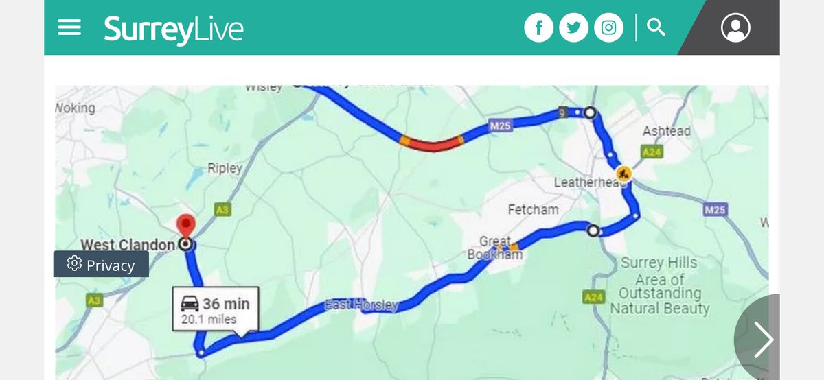 Just another example of National Highways “improving your journey”… 
at vast expense to the taxpayer and with complete disregard for the pollution and chaos generated during construction
#NoNewRoads 
Full weekend A3 closure 20-mile diversion route mapped.
getsurrey.co.uk/news/surrey-ne…