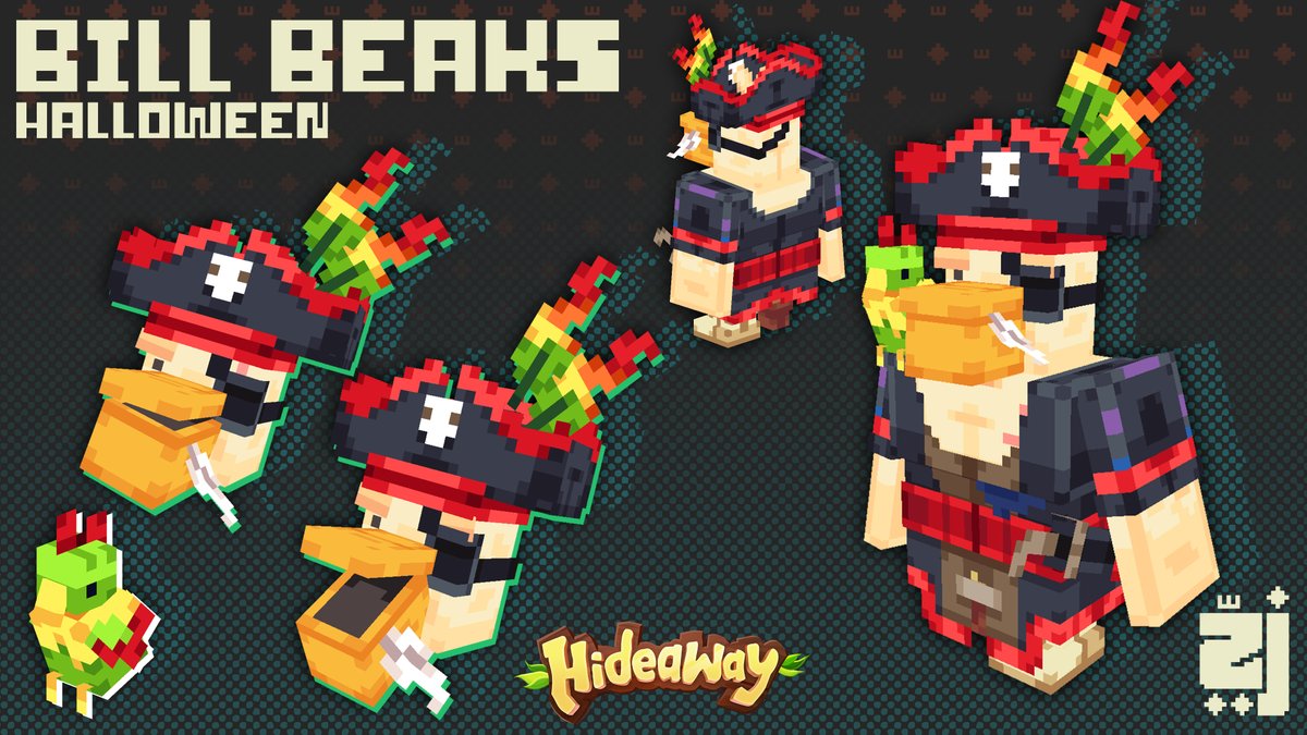 Bill Beaks in his Halloween costume!
Made for @playhideaway 🍍 (October 2023)
#minecraft #lowpoly #pixelart #blockbench
