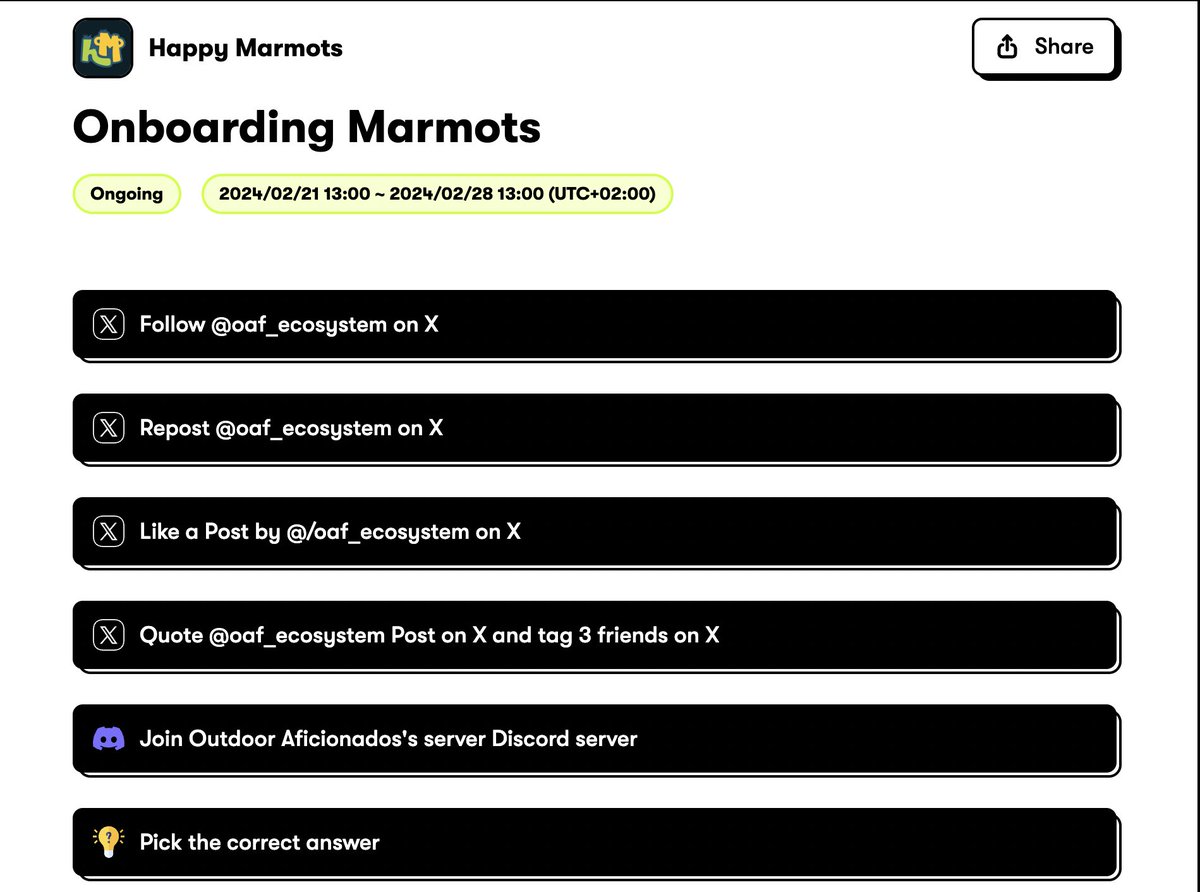 happy_marmots's tweet photo. GM Marmots,

🔥 Onboarding contest now live on @QuestN_com
👇👇👇
https://t.co/mf5z0AjjmK

🏆 5 prizes of 100USDT each

✅Solve the quests, get the points and enter the raffle.

Good luck , Marmots! 🍀 https://t.co/LRsRFYb4Do
