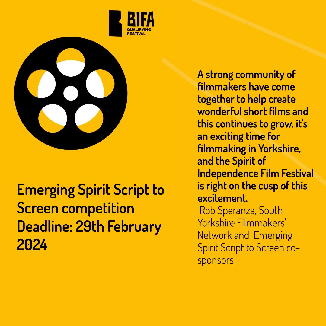 Our Emerging Spirit Script to Screen competition closes at the end of the month 📆 If you’ve got a script you’d like to get into production, we could be just the thing🎬 Competition sponsor @syfn has said this about the initiative📣 Details here soifilmfestival.com/emergingspirit