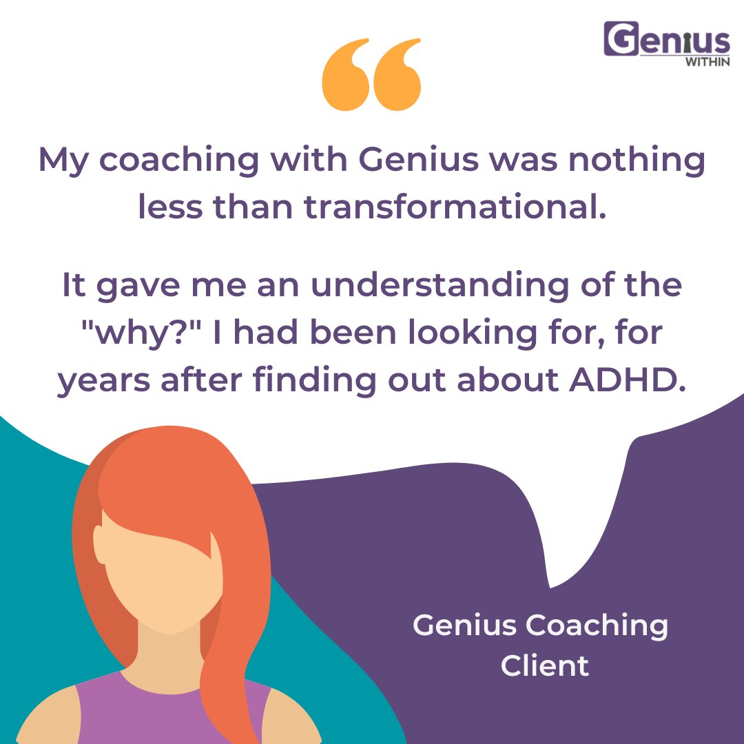 A lovely testimonial from one of our coaching clients

More about #Coaching from Genius Within 👇
bit.ly/3UFQbu4

We are a 68% #Neurodivergent organisation with years of experience supporting ND clients

#PerformanceCoaching #LivedExperience #OccPsych #Neurodiversity