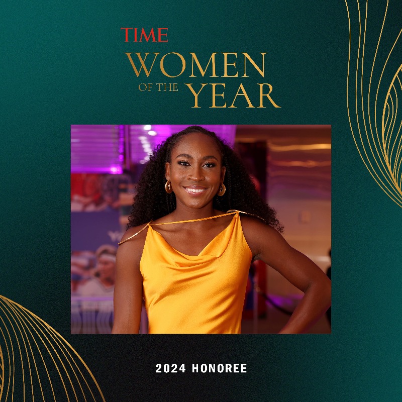 WTA's tweet photo. An incredible honor ✨

@TIME names @CocoGauff to its annual TIME Women of the Year list. The list recognizes extraordinary leaders fighting for a more equal world. 💜