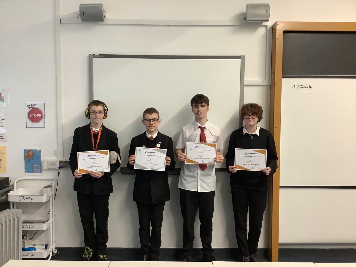 A huge well done to some of our S3 pupils who achieved bronze or silver certificates in the recent UKMT Intermediate Maths challenge. Well done everyone! #bepartofit