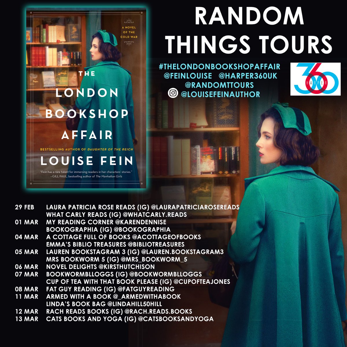 Look at this fabulous #RandomThingsTours Blog Tour for #TheLondonBookshopAffair by @FeinLouise with @Harper360UK 

Begins 29 February