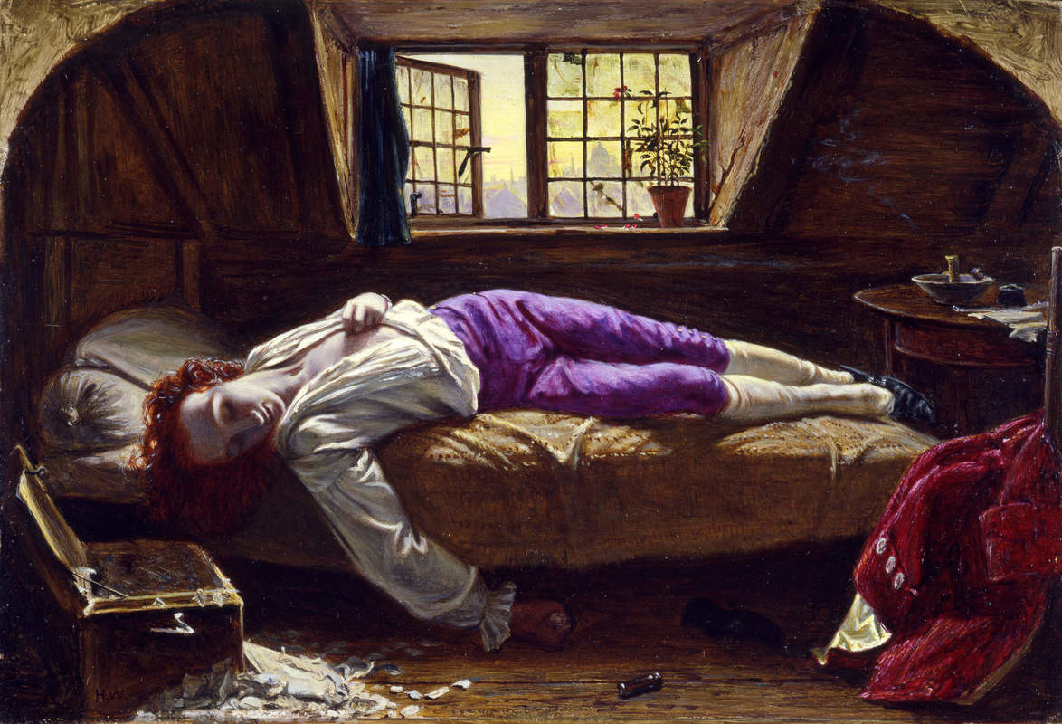 #Conoces a Henry Wallis, pintor prerrafaelista y escritor?
'La muerte de Chatterton', actualmente en la @Tate  tuvo un gran éxito. 
Representa el suicidio, a los diecisiete años, del poeta inglés Thomas Chatterton, prototipo de artista #romántico #ObraDelDia #Pintura