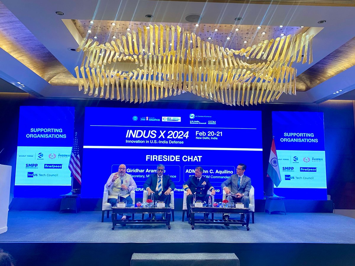 India_iDEX's tweet photo. Defence Secretary Shri @giridhararamane at the second edition of #INDUSXSummit in New Delhi, organised by @India_iDEX &amp; @DeptofDefense.

@rajnathsingh
@HQ_IDS_India
@adgpi 
@PIB_India
@IndianEmbassyUS 
@USIBC 
@DefProdnIndia https://t.co/Z44qwN7m4Q