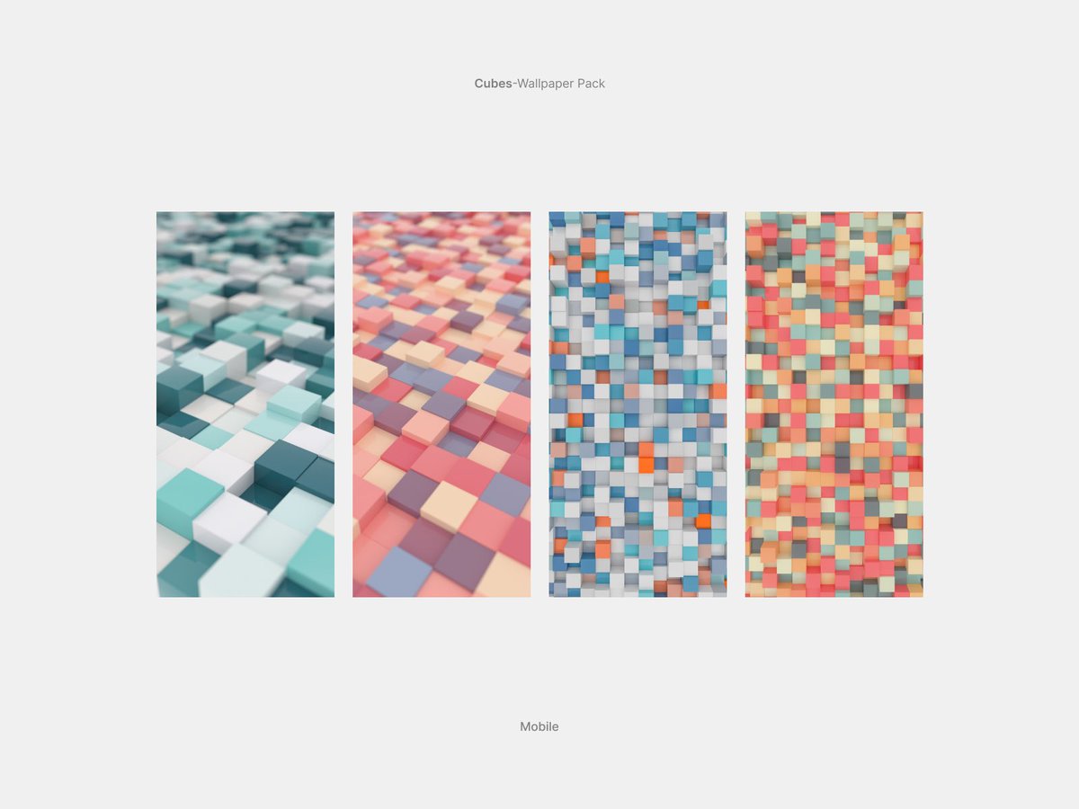 This is a wallpaper pack themed around ‘Cubes’, which includes four styles: Cyan, Ice cream, Kid, and Warm. Each style comes in three sizes: desktop in 5K, tablet, and mobile, totaling 12 wallpapers.#wallpaper #desktop #Mobile #cube #Mac #iPhone #iPad  
5even.gumroad.com/l/wp_cubes