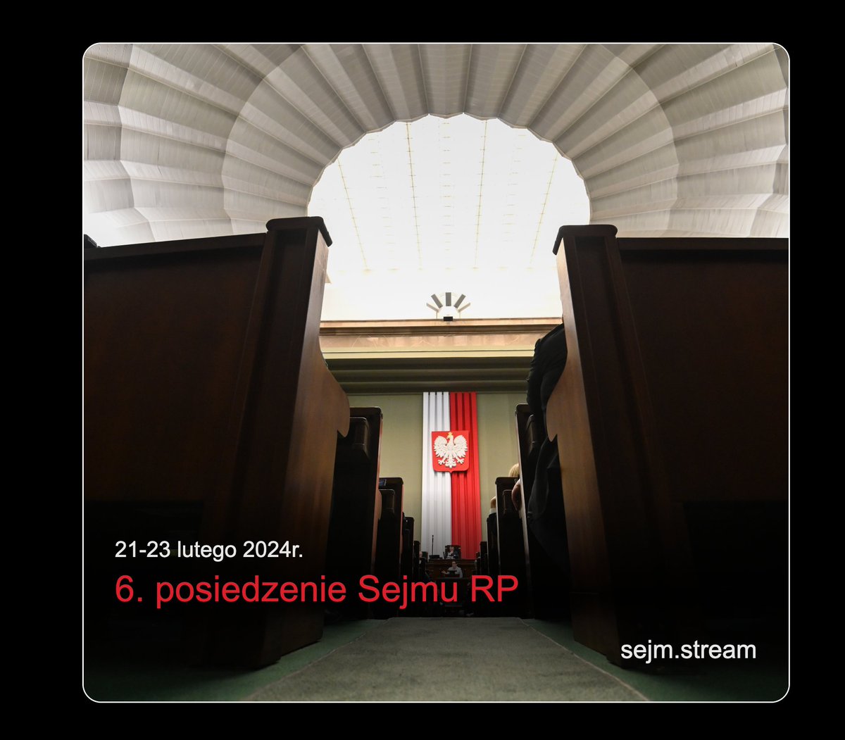 SejmStream's tweet photo. O godzinie 10 rozpocznie się 6. posiedzenie Sejmu RP.

🗓️Harmonogram obrad: https://t.co/AkcAQ1mTIe

🎦Transmisja z 4 kamer jednocześnie:
https://t.co/37ehEleAqr

📷fot. Aleksander Zieliński/Kancelaria Sejmu https://t.co/iudurZNUdw