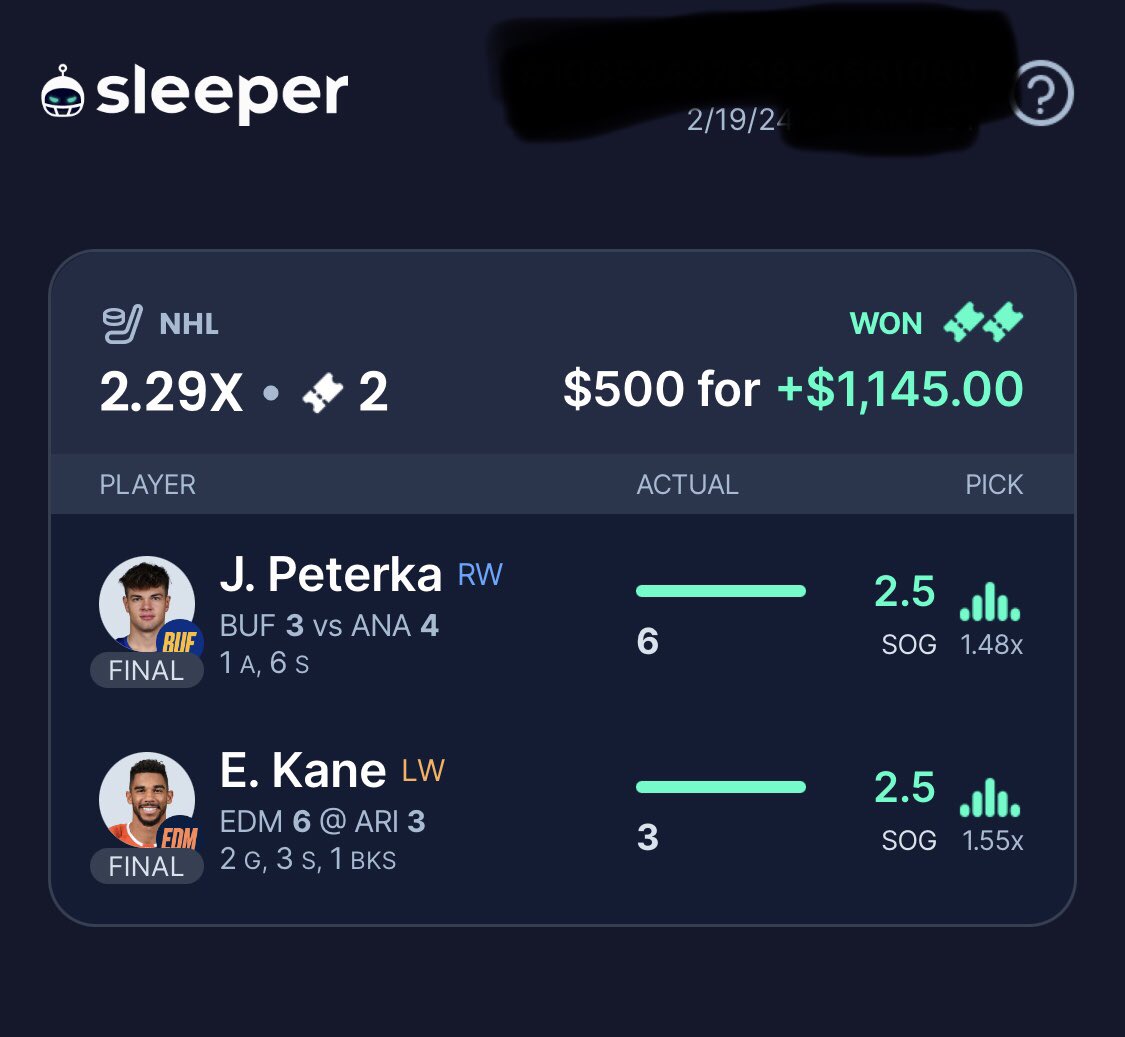 RizzProp's tweet image. 2/19/24 Recap!
+6u 

#SleeperPicks #PlayerPropBets #PlayerProps #NHL