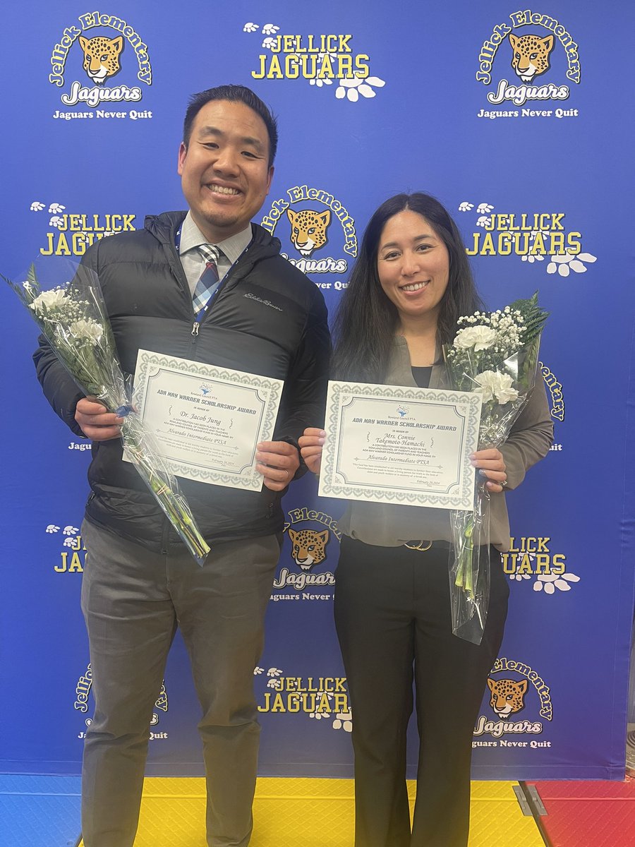 The RCPTA ADA MAY AWARDS was given to Dr. Jung &amp; Mrs. Hamachi. 
We appreciate their positivity, dedication, &amp; commitment from the start as they began working towards amazing goals for the betterment of the Alvarado community. We are blessed to have them. Congratulations! #adamay