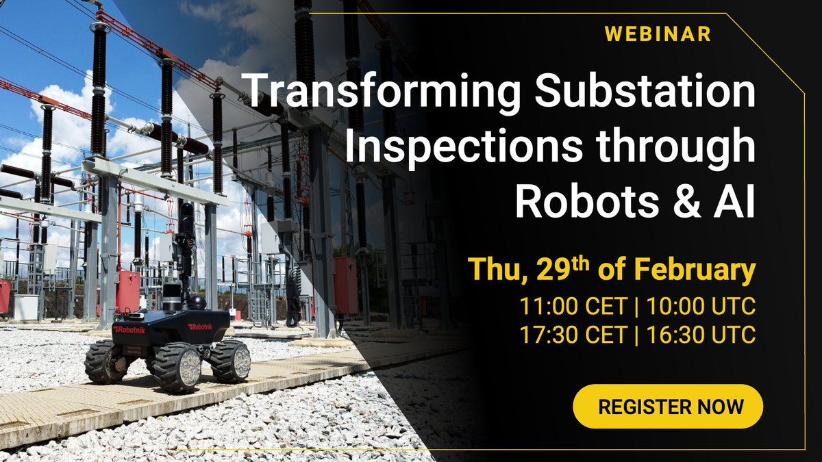 🗓️Just 7 days to go! Learn how the interplay of robotics, AI and digital twin technology is revolutionizing substation inspections. Join our webinar!  ✅ Register now: er.team/3HIAOJI 
#inspection #autonomousrobots #digitalization #automation #substations #ai #robots