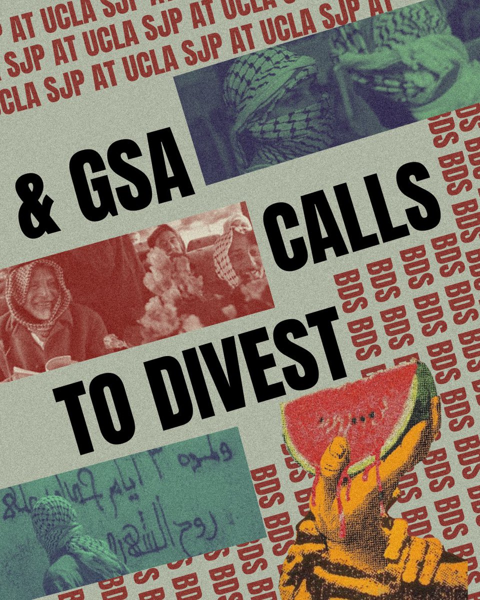 Tonight’s USAC resolution made history‼️ In a majority vote, UCLA student government called to divest from apartheid, ethnic cleansing, and genocide. This follows the Graduate Student Association’s call last week for divestment! Here’s to many more victories 🇵🇸 🍉
