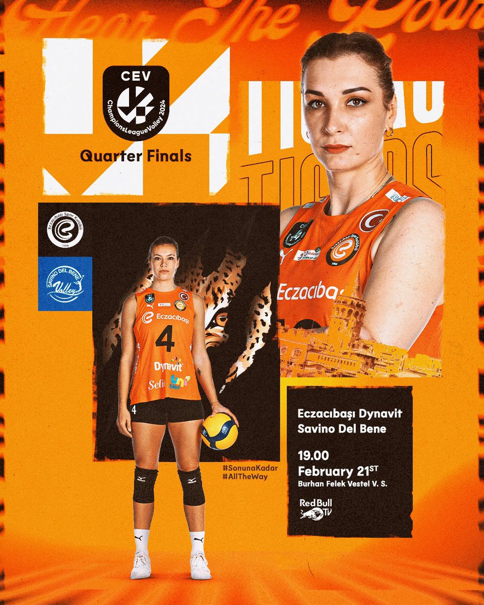 Bugün günlerden ᴛᴜʀᴜɴᴄᴜ! 🧡 💥 Game Day 🏆 CEV Champions League | Quarter Final 🏐 vs. Savino Del Bene Scandicci ⏰ 19.00 📍 Burhan Felek Vestel V.S. 📺 Red Bull TV #SonunaKadar #AllTheWay