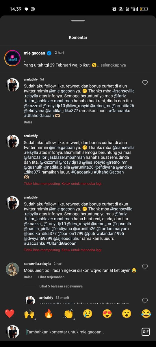arnluthfy's tweet photo. @mie_gacoan Sampun njih mimin, ngepost sampe yg ke-5 baru sukses ternyata karna yg 4komen kebanyakan tag orang. HAHAHAHA 🙏🫶🏼 https://t.co/jTTNVsGnQ4