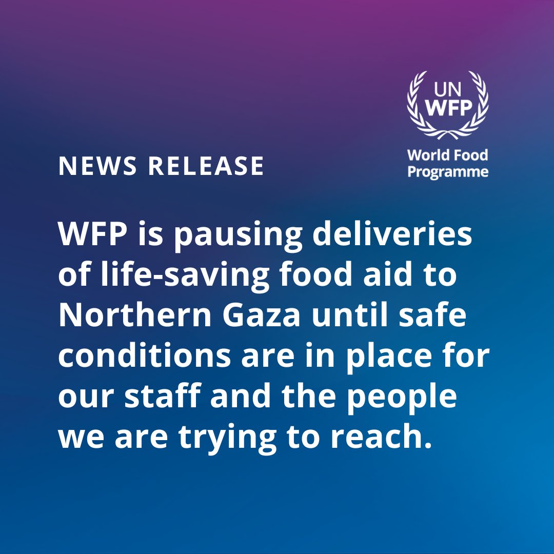 Cindy McCain (@wfpchief) on Twitter photo We’ve had to make the impossible choice to pause aid distributions in Northern Gaza. There’s an incredible level of desperation against the backdrop of immense humanitarian need.  
🔗wfp.org/news/un-food-a…
A famine doesn’t have to happen. But if things don’t change, it will. We’ve had to make the impossible choice to pause aid distributions in Northern Gaza. There’s an incredible level of desperation against the backdrop of immense humanitarian need.  
🔗wfp.org/news/un-food-a…
A famine doesn’t have to happen. But if things don’t change, it will.