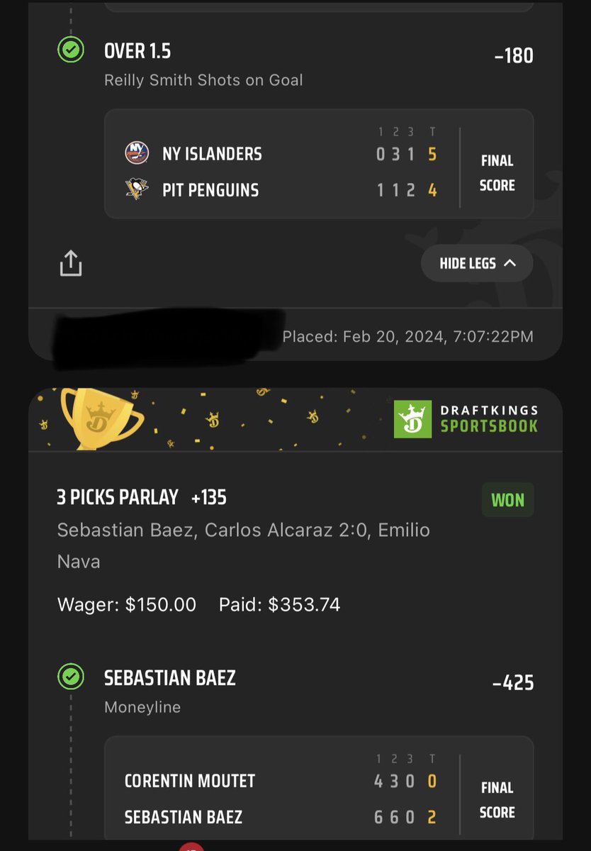 RizzProp's tweet image. 2/20/24 Recap Part 2!

Part 2: +2.5u

Total on the day: +26.5u

Almost a clean sweep with the only losing slip posted below… Would’ve been filthy