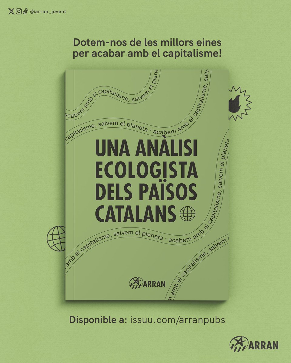 🌱 Publiquem l'Anàlisi Ecologista dels Països Catalans complet

🌐 Una eina per transformar la realitat que, lluny de ser un conjunt de dades ordenades, busca ser una guia per l'organització i la superació de la crisi ecosocial i el capitalisme

🔗 issuu.com/arranpubs/docs…