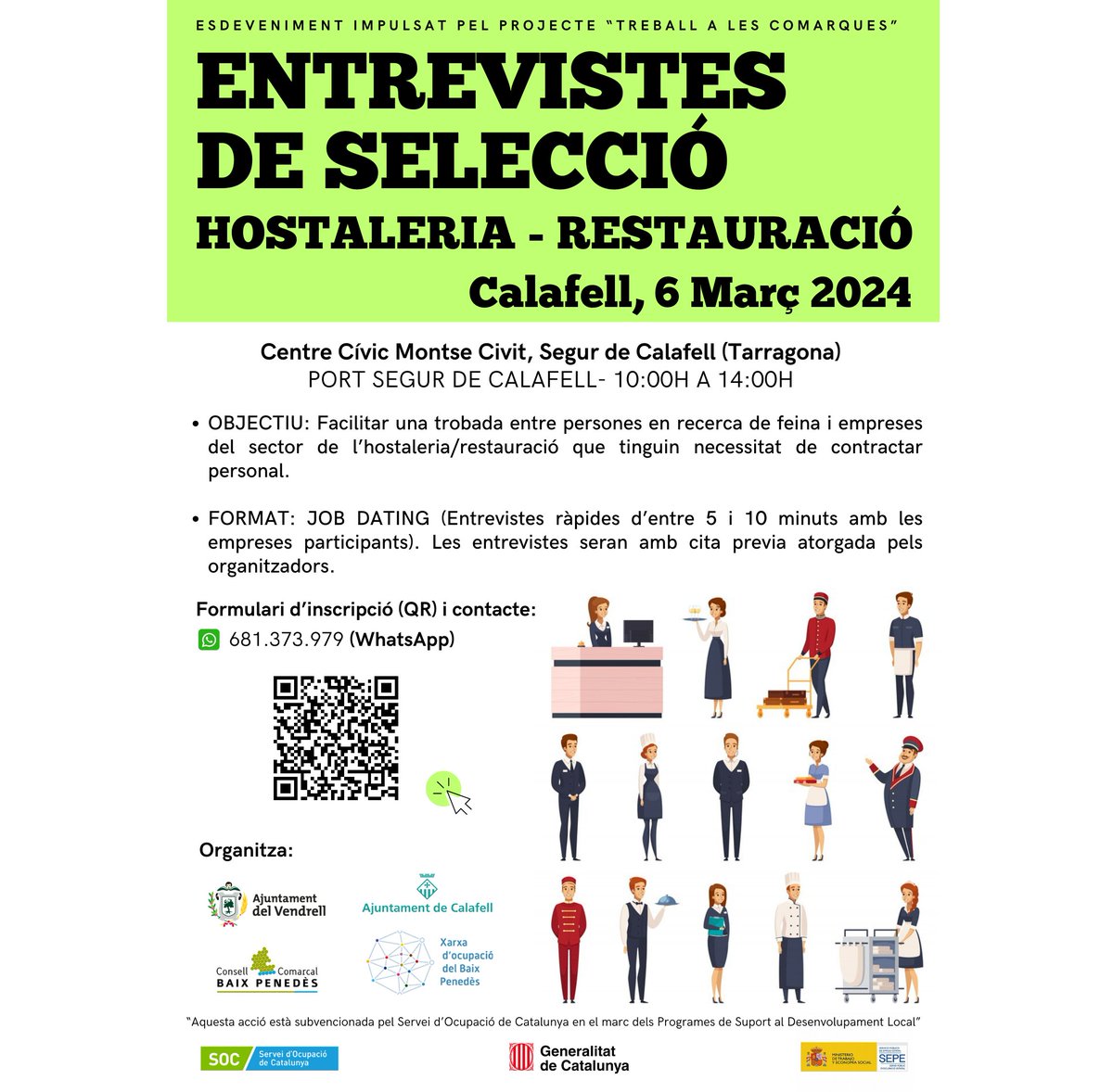 FundalisTGN's tweet photo. Jornada #SpeedJobDating
📆 dimecres 6 de març de 10 a 14h
📍Port de #segurdecalafell
Per trobar feina en #hostaleria i #restauració
Inscripcions👉 https://t.co/QGlFJKhgl0
Més informació: L'Eina · 681373979 · orientaciocomarca1@leina.org https://t.co/BvoLnNBDvY