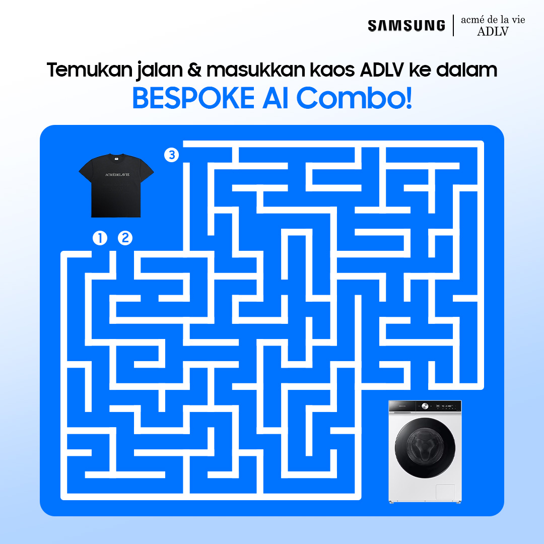 samsungID's tweet photo. Bantu ADLV T-Shirt pilih jalan ke BESPOKE AI Combo!

Menangkan hadiah total 3,5 JUTA dari BESPOKE AI Combo x Acme De La Vie untuk 8 pemenang! Reply &amp; sebutkan fitur BESPOKE AI Combo &amp; sertakan hashtag:
#BESPOKEAICombo
#SmartLaundrySolution
#BESPOKEAIComboXADLV
#SmartLifeEnhancer https://t.co/f0vGABWbIP