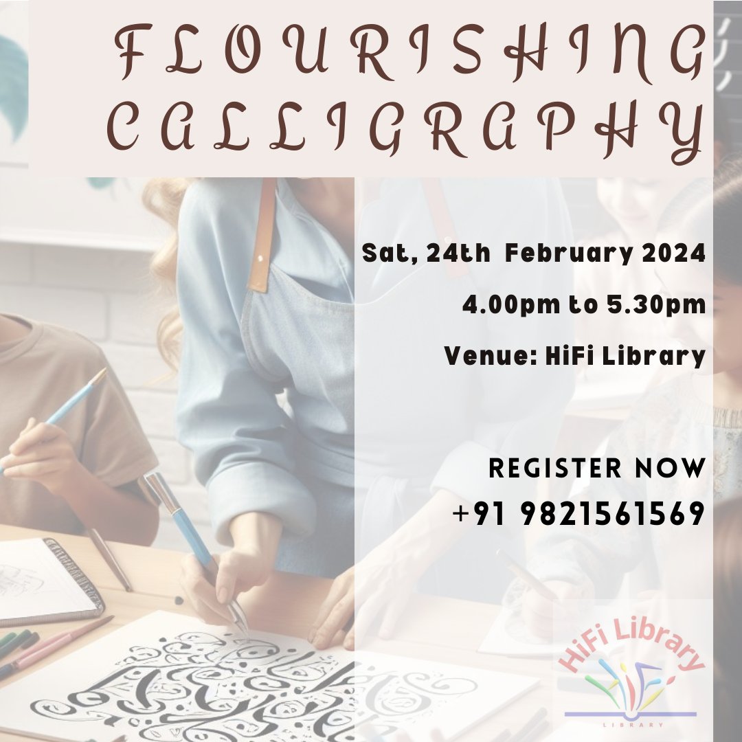 LibraryHiFi's tweet photo. Discover the intricacies of Flourishing Calligraphy at our workshop hosted at HiFi Library on Saturday, 24th February 2024 from 4:00 pm to 5:30 pm.
To register, please contact us via WhatsApp at +91 9821561569.
#hifilibrary #art #calligraphy #flourishingcalligraphy #puneevents https://t.co/VAJekRfwwt