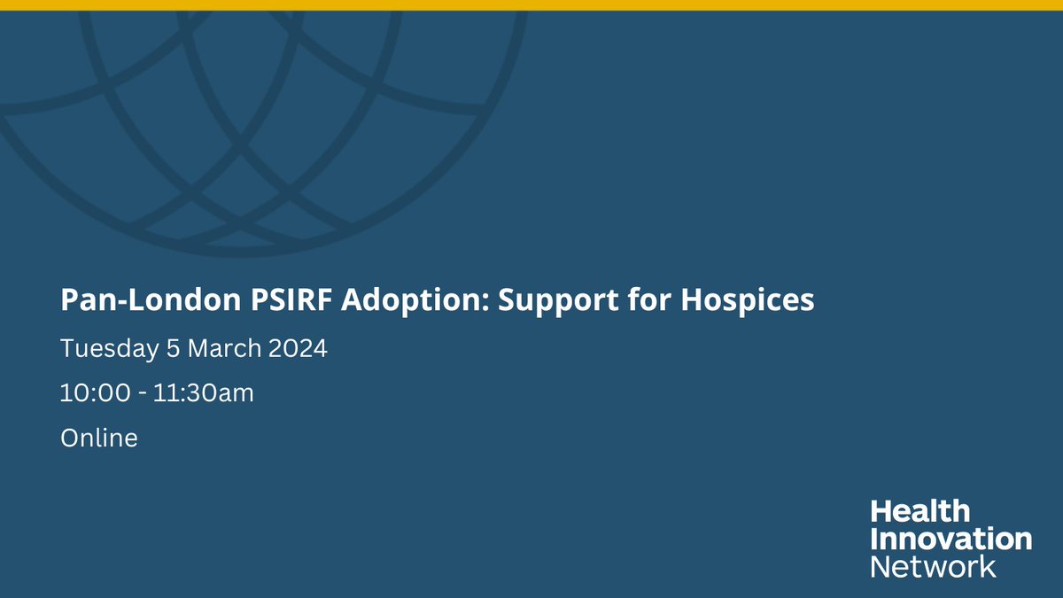 UCLPartners (@uclpartners) on Twitter photo Join <a href="/HealthInnovNet/">Health Innovation Network</a> for a London wide event to share the Patient Safety Incident Response Framework for use in hospices.
Find out more and sign up: eventbrite.co.uk/e/pan-london-p… Join <a href="/HealthInnovNet/">Health Innovation Network</a> for a London wide event to share the Patient Safety Incident Response Framework for use in hospices.
Find out more and sign up: eventbrite.co.uk/e/pan-london-p…