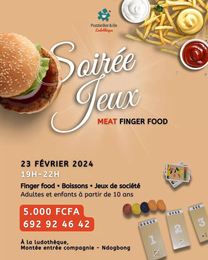 ActuEvent2Fifi's tweet photo. #Divertissement📌
Soirée Jeux organisé par Puzzle Bar &amp; Cie 

🗓️ 23 Fev 
📲 19h 
💰 5.000F 

📍Ludothèque, montée  entrée compagnie - Ndogbong 😃
☎️ 692.92.46.42 

 #EnfantsEtParents #ActuEvent2Fifi📌 https://t.co/ZqzRtJDGM3