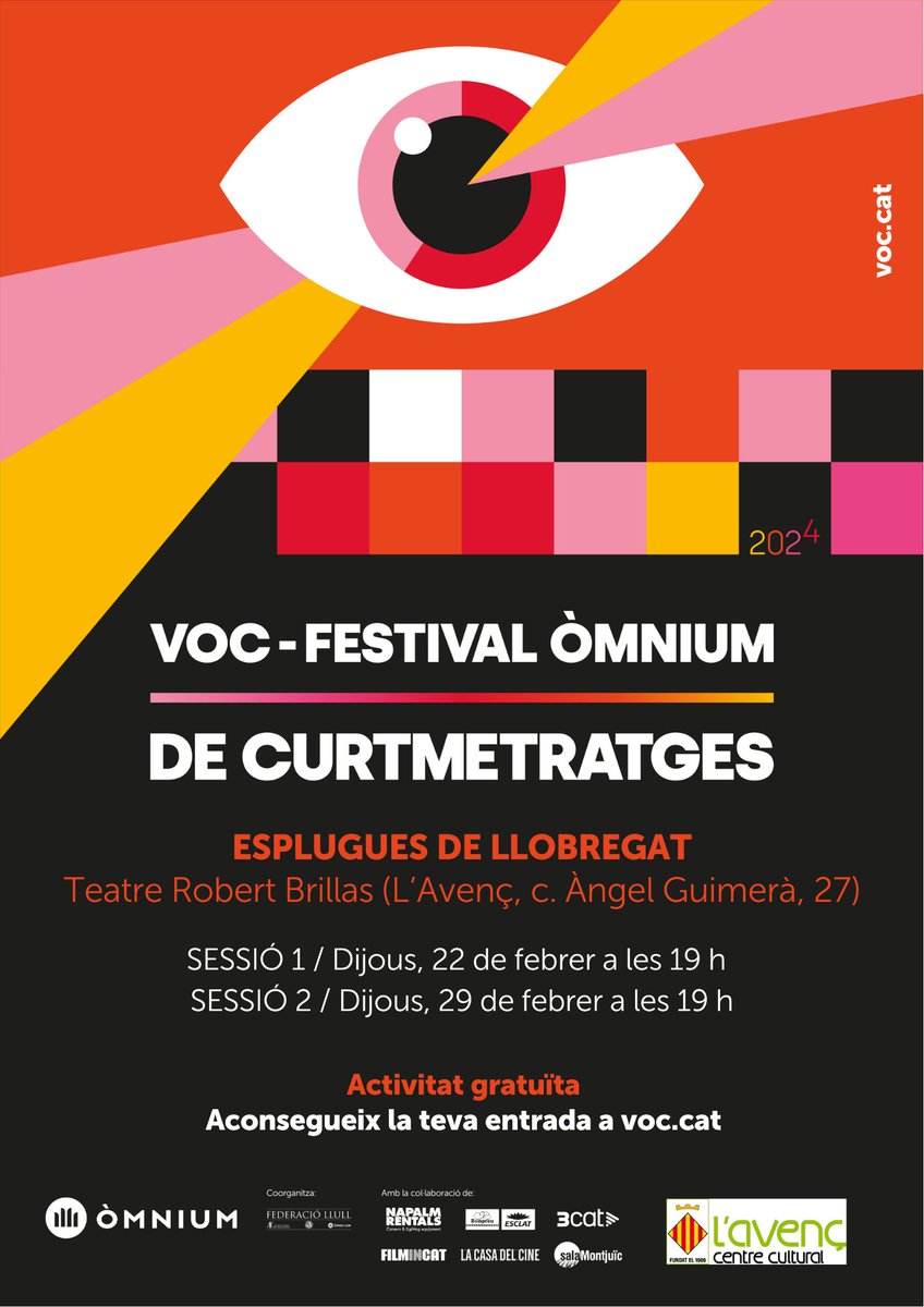 Reserva la data! Aquest dijous podràs gaudir dels #PremisVOC► Festival Òmnium de Curtmetratges, a: 🎬 #SantFeliu 🔹 Sessió 2 🔹@CineBaix 🎬 #Esplugues 🔸 Sessió 1🔸@AvencEsplugues 🎟 Entrada gratuïta, aquí: omnium.cat/ca/projectes/v… T'hi esperem!