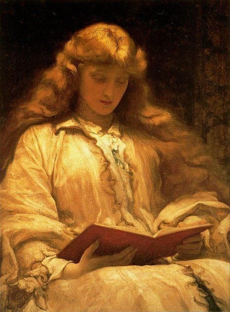 The Maid with Yellow Hair (1895) by Frederic Leighton (English artist, 1830–1896). Harmony. The model is probably 22-year-old Lena Dene, the younger sister of his principal and favourite model and muse, Dorothy.