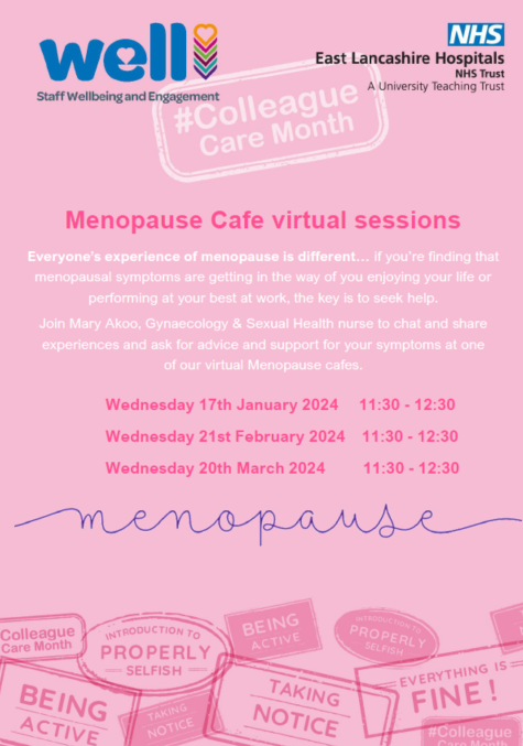 well_team's tweet photo. 🌸Menopause Café session today🌸 11:30AM-12:30PM 🌸Host: Mary Akoo, Gynaecology &amp; Sexual Health Nurse🌸Login to your health and wellbeing website to book on🌸See you soon! @ELHT_NHS https://t.co/c5l6gsdhQq
