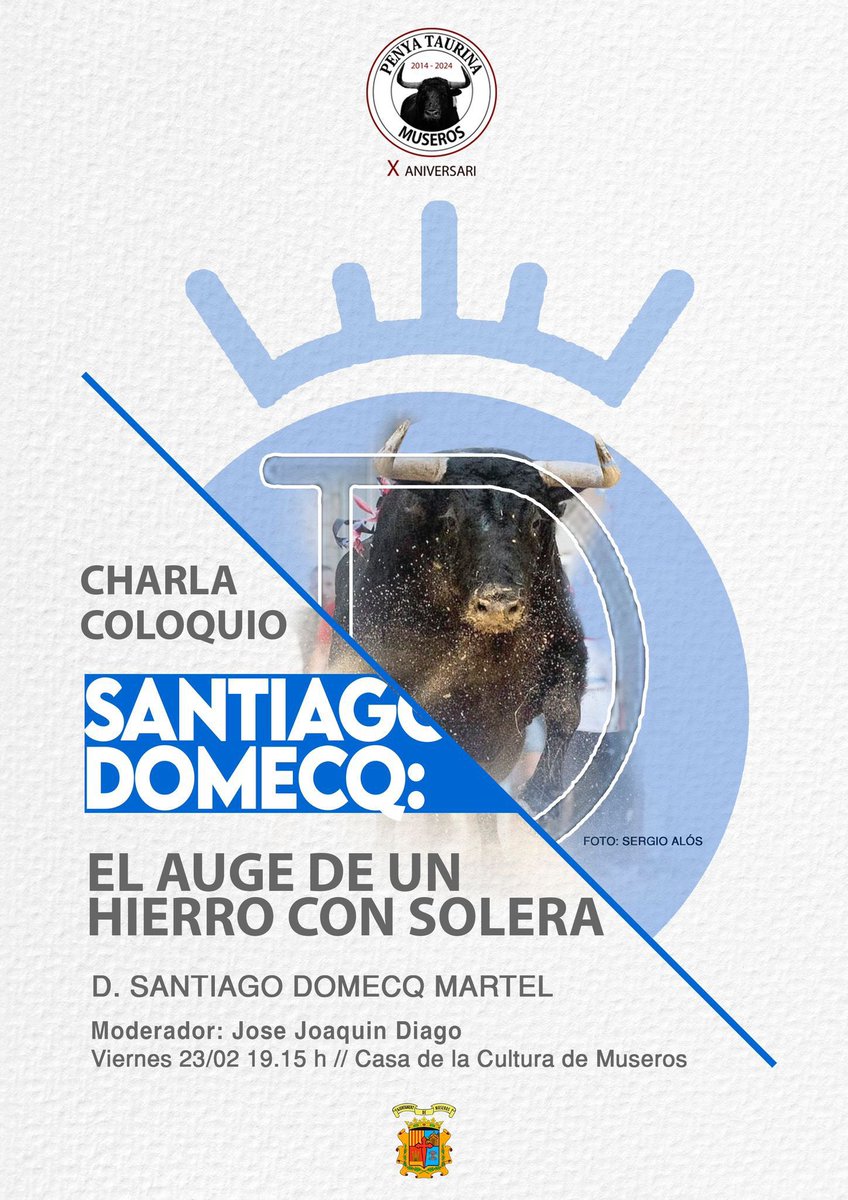 NOS VEMOS EL VIERNES!! 🔵⚪️

🗓️ Viernes 23 de Febrero.
🕖19:15h
📍Casa de la Cultura (Museros)

Entrada libre y gratuita. 🎟️

<a href="/santiagodomecqb/">Ganadería Santiago Domecq</a> <a href="/santidm98/">Santi Domecq</a>