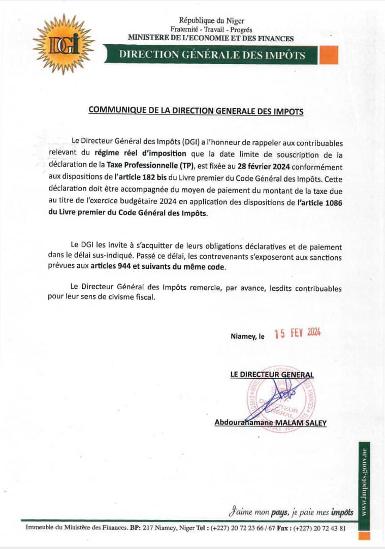 Direction Générale des Impôts - DGI-NIGER tweet media