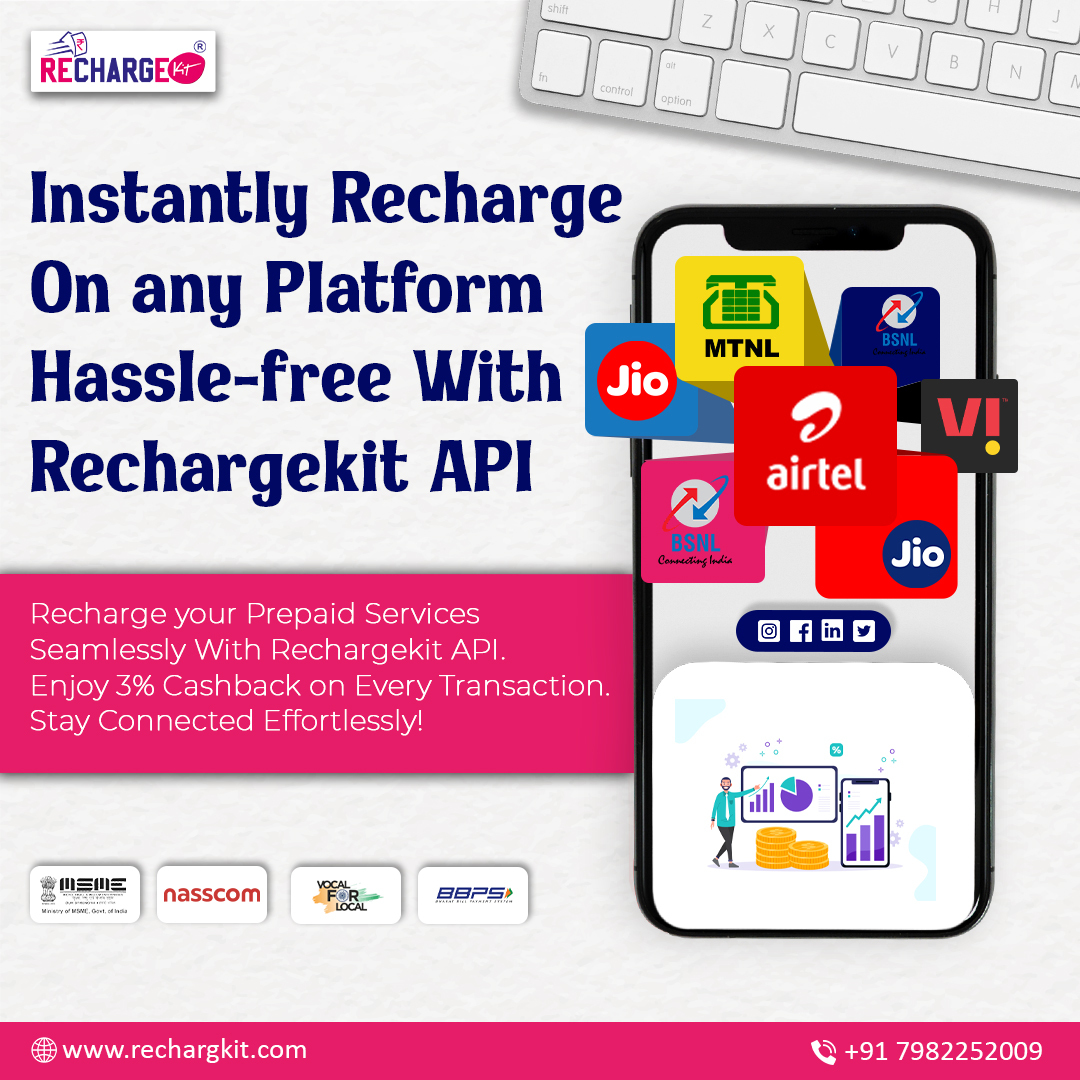 RechargeKit's tweet image. Easily recharge your prepaid services on any platform with Rechargekit API. Get 3% cashback on all transactions. Stay connected hassle-free! 

Reach Out: rechargkit.com

#RechargekitAPI #SeamlessRecharge #CashbackOffer #easilyrecharge #prepaidservices #3percentcashback