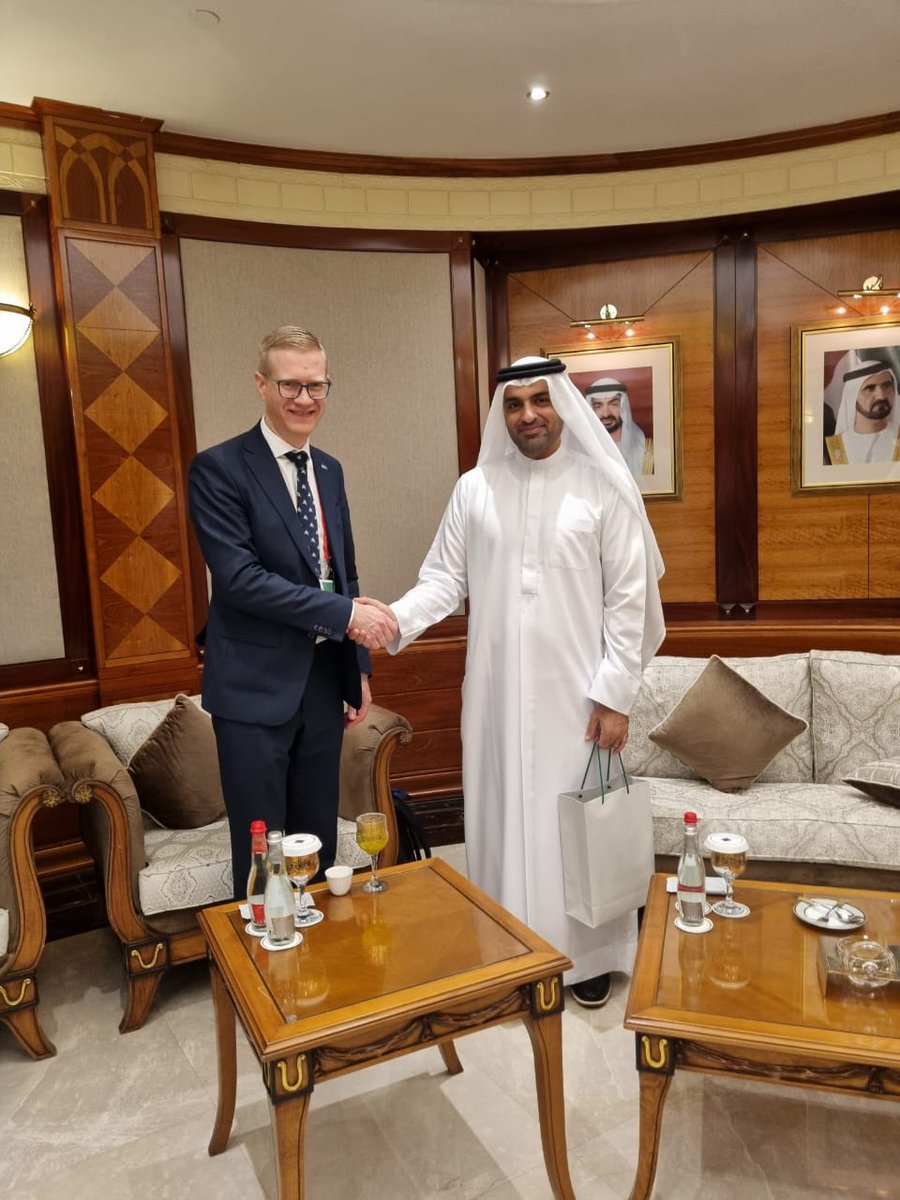 LTinUAE's tweet photo. Yesterday, Vice-Minister of Agriculture H.E. Mr Vytenis Tomkus 🇱🇹 met w/ H. E. Mohammad Lootah, President of @DubaiChambers 🇦🇪, to discuss potential of Lithuanian #agritech and food #startups, their interest in Dubai and potential visit of Dubai business delegation to #Lithuania. https://t.co/Dl0OKNW8u4