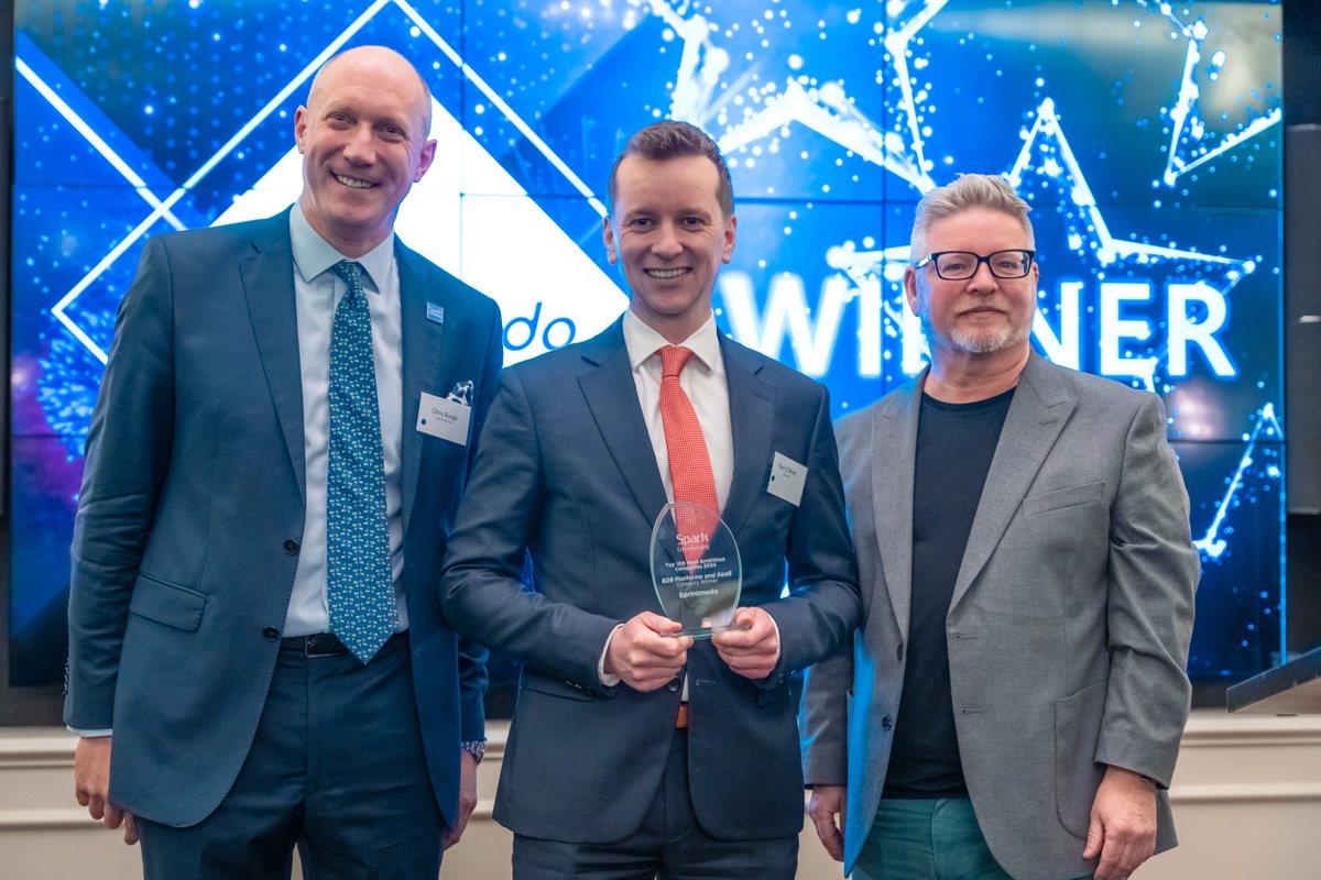 sprintmodo's tweet photo. We are happy to say that @sprintmodo won the B2B Platforms and Saas category in @Sparkcrowdfund's #MostAmbitiousCompanies in Ireland Awards! 🏆

A sincere thank you from our Founder &amp; CEO, @tp1obrien, to everyone who supported us with their votes! Watch this space!⚡

#B2B #Saas https://t.co/QPUDyoUljL