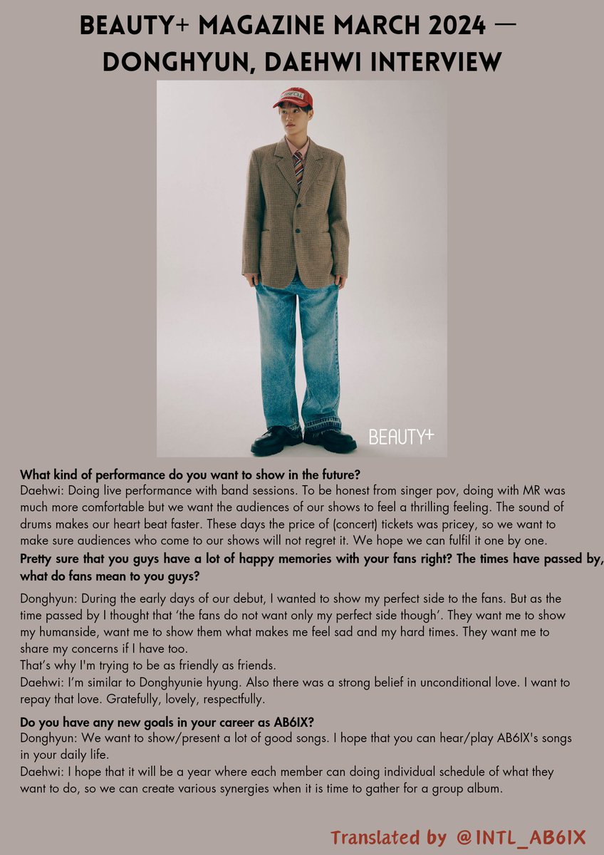 INTL_AB6IX's tweet photo. [📸/240221] Beauty+ Magazine March 2024 ㅡ Donghyun, Daehwi Interview 

🔗 https://t.co/A2pbHUE5hH

#AB6IX #에이비식스 #전웅 #김동현 #박우진 #이대휘 @AB6IX @AB6IX_MEMBERS https://t.co/iNdBiKb5sO