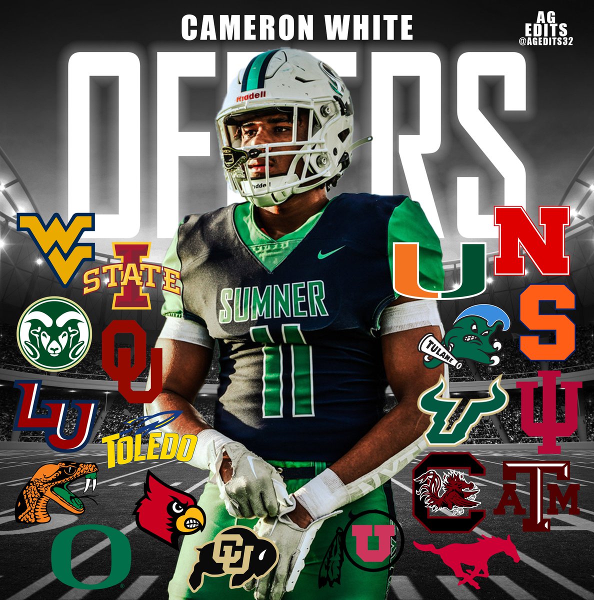 AGEDITS32's tweet photo. ⭐⭐⭐2025 LB @Cameron_White5 has received 2️⃣0️⃣ offers! Where should he go? ⬇️ https://t.co/8FQuE9b6BP