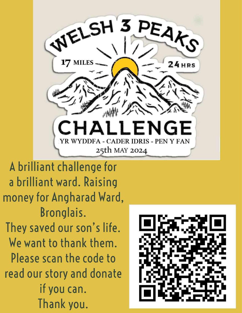 On the 25th May club legends Ian and Kate Evans will be doing the Welsh 3 Peake Challenge 🏔️ 🏔️🏔️ If you’d like to know more about their amazing story or could possibly support them in any way, please scan the QR code on the poster 📱 #magpies 🖤🤍