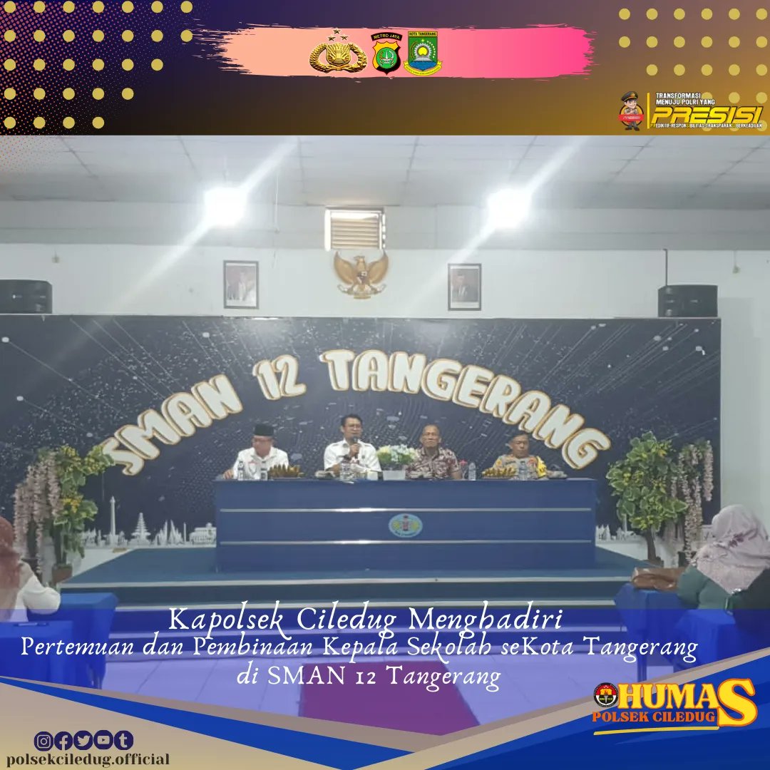 Polsekciledug1's tweet photo. Kapolsek Ciledug Kompol Saiful Anwar,https://t.co/jlidyAgaiZ melaksanakan kegiatan Pertemuan dan Pembinaan Kepala Sekolah SMA/SMKN dan Swasta se-Kota Tangerang bersama Kasat Intelkam Polres Metro Tangerang Kompol Yenmiko Sianturi,S.Sos bertempat SMAN 12 Tangerang 
Rabu,21/02/2024 https://t.co/IGlXICTgam
