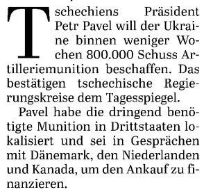 Die #Ukraine braucht gerade nichts dringender als Munition. Wenn wir diese auf dem Weltmarkt schnell einkaufen können - was laut @prezidentpavel in großem Umfang möglich ist - dann müssen wir das tun. Da ist Schnelligkeit wichtiger als 'Buy European'! @CvMarschall